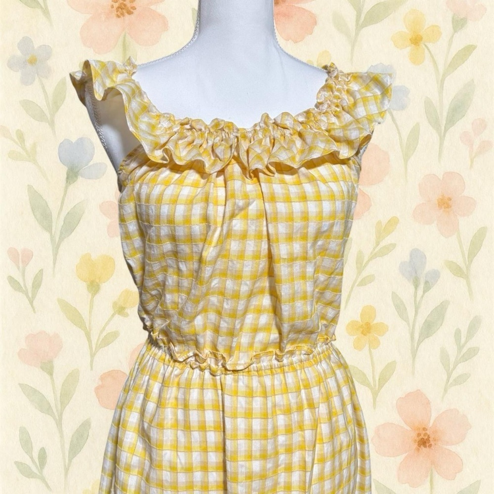 Max Studio Yellow Checkered Midi Dress - Picture 2 of 8